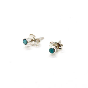 Genuine Mini American Indian Turquoise Navajo Stud Earrings