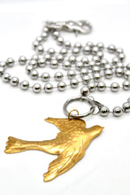 Load image into Gallery viewer, Flying Brass Bird Convertible Silver Chain Necklace
