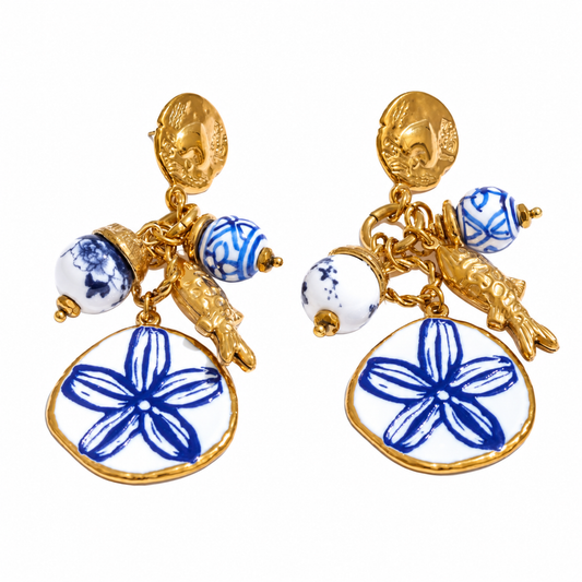Sample Sale Item - Fish and Flower Earrings - SS02