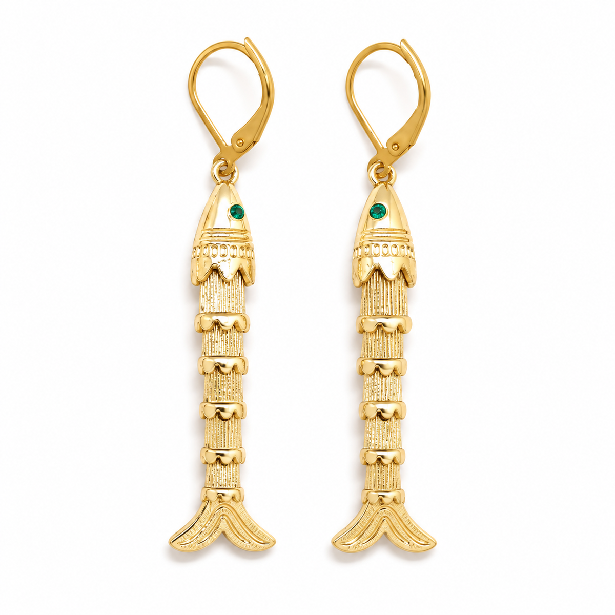 Articulated Long Dangle Fish Earrings - E4-501