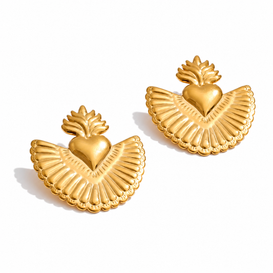 Sample Sale Item - Gold Sacred Heart Stud Earrings - SS03G