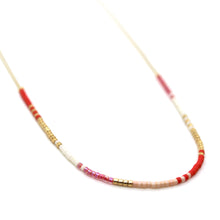 Load image into Gallery viewer, Coral and Pink Japanese Seed Bead Necklace - Seeds Collection- N8-003
