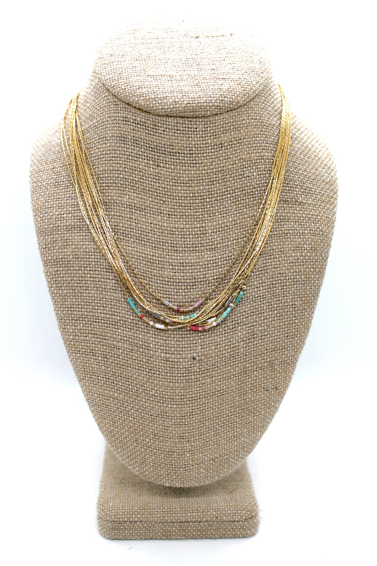Double Strand Japanese Seed Bead Gold Necklace - Seeds Collection- N8-004