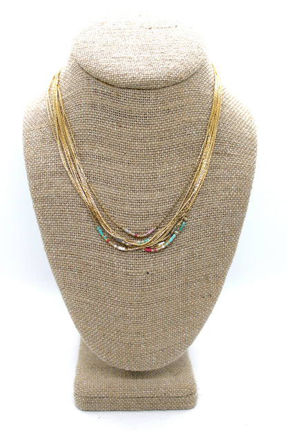 Double Strand Japanese Seed Bead Gold Necklace - Seeds Collection- N8-004
