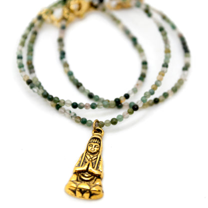 Buddha Necklace 35 - Green Agate