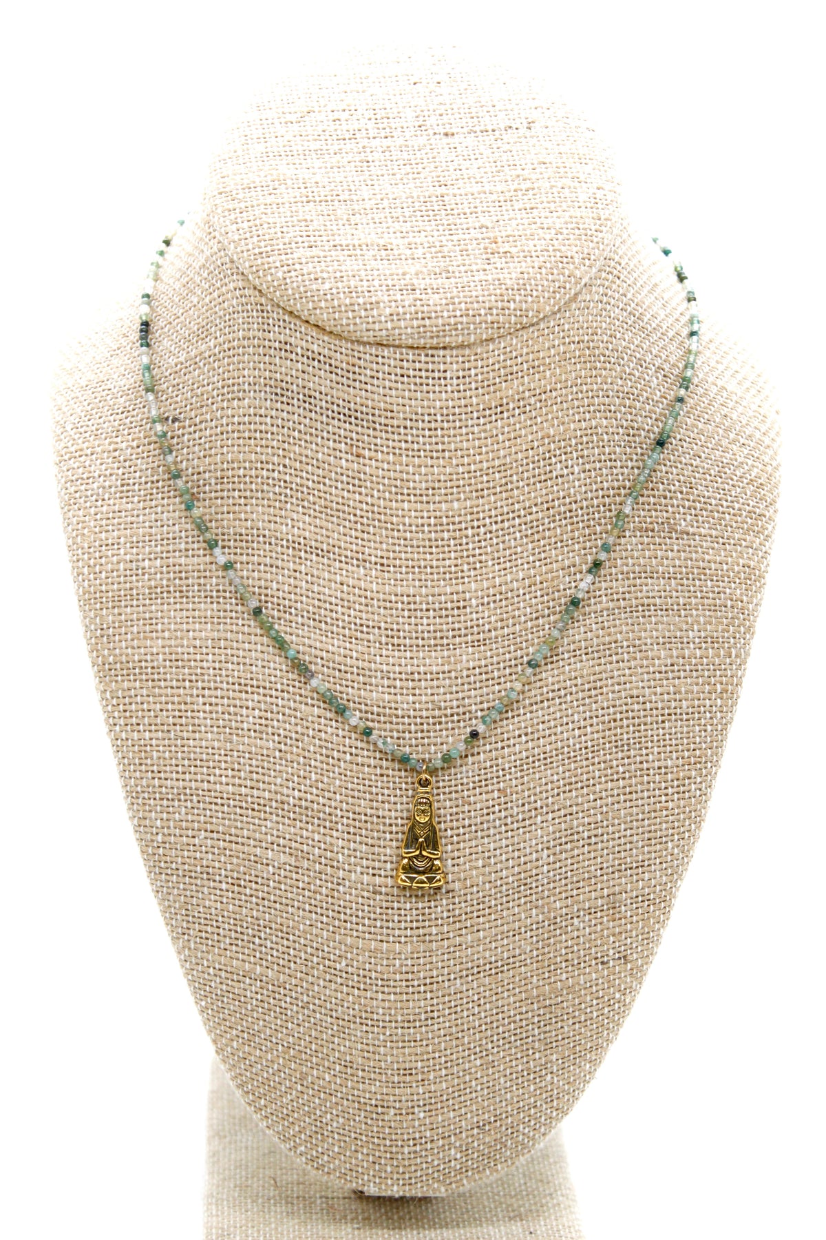 Buddha Necklace 35 - Green Agate
