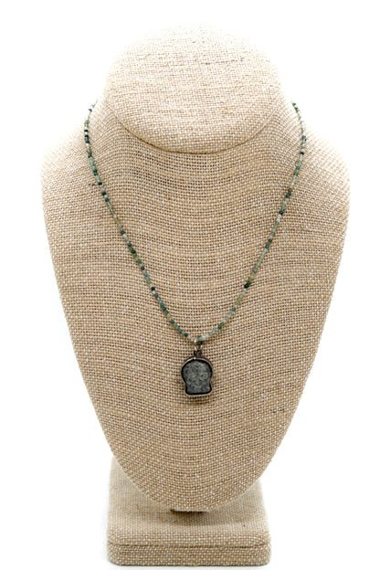 Buddha Necklace 36 - Green Agate