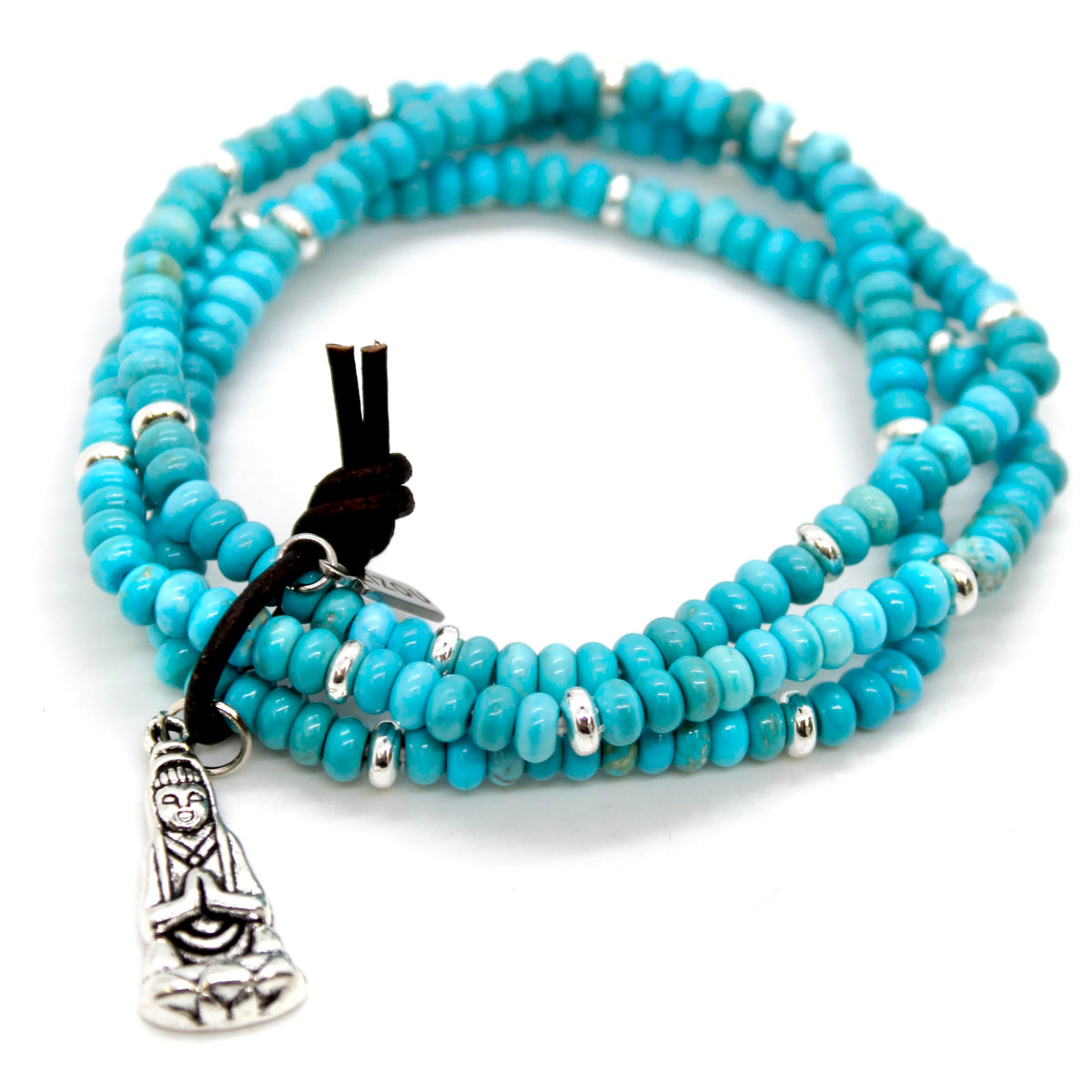 Buddha Bracelet 12 - Turquoise Rondelle Beads