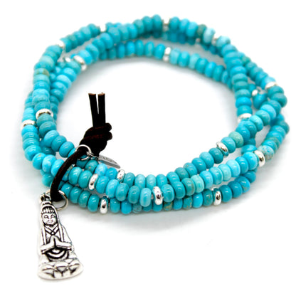 Buddha Bracelet 12 - Turquoise Rondelle Beads