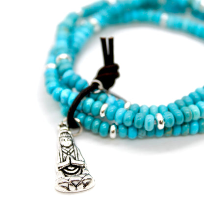 Buddha Bracelet 12 - Turquoise Rondelle Beads