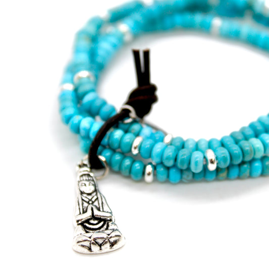 Buddha Bracelet 12 - Turquoise Rondelle Beads