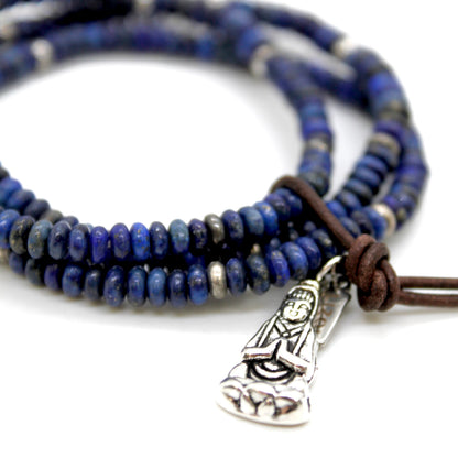 Buddha Bracelet 13 - Lapis Rondelle Beads