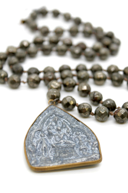 Buddha Necklace 45 - Pyrite