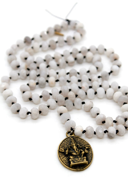 Buddha Necklace 56 - White Lace Agate