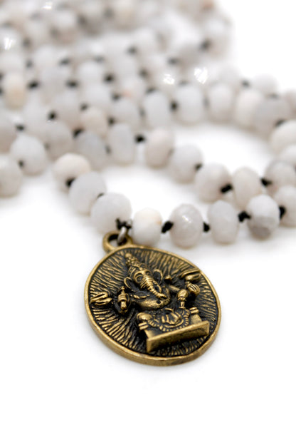 Buddha Necklace 56 - White Lace Agate