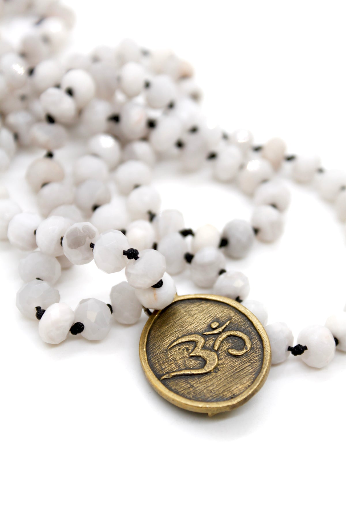 Buddha Necklace 56 - White Lace Agate