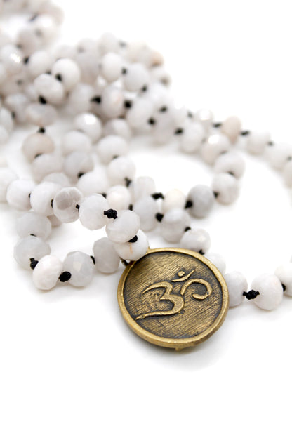 Buddha Necklace 56 - White Lace Agate