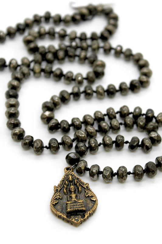Buddha Necklace 57 - Pyrite