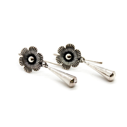 Silver Flower Dangle Earrings - E9-092F