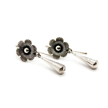 Load image into Gallery viewer, Silver Flower Dangle Earrings - E9-092F
