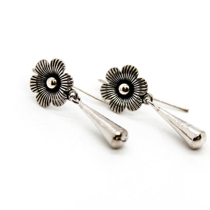Silver Flower Dangle Earrings - E9-092F