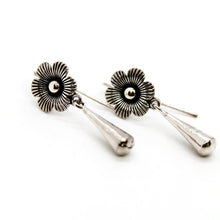 Load image into Gallery viewer, Silver Flower Dangle Earrings - E9-092F
