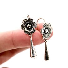 Load image into Gallery viewer, Silver Flower Dangle Earrings - E9-092F
