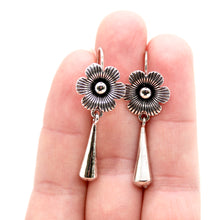 Load image into Gallery viewer, Silver Flower Dangle Earrings - E9-092F
