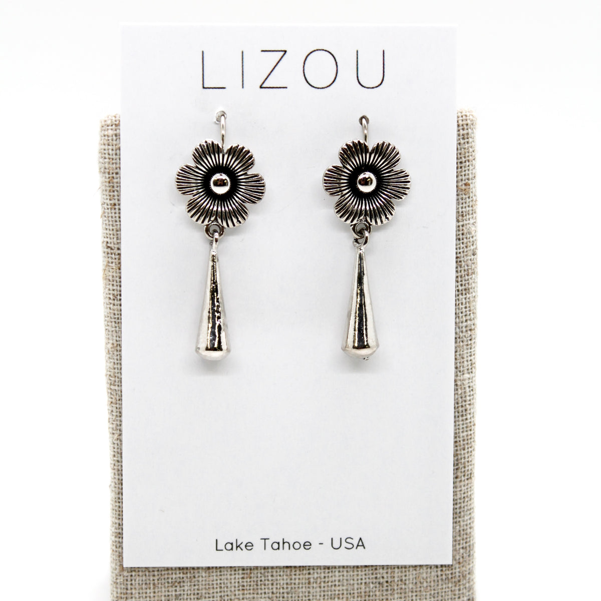 Silver Flower Dangle Earrings - E9-092F