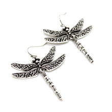 Load image into Gallery viewer, Silver Dragonfly Dangle Earrings - E9-092D
