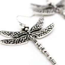 Load image into Gallery viewer, Silver Dragonfly Dangle Earrings - E9-092D
