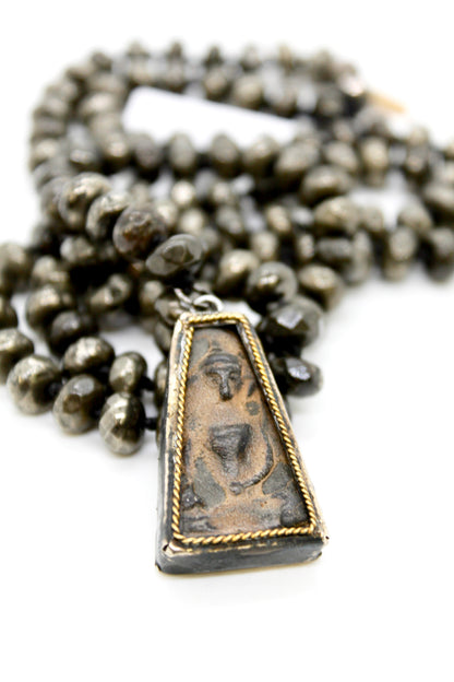 Buddha Necklace 93 - Pyrite Stone