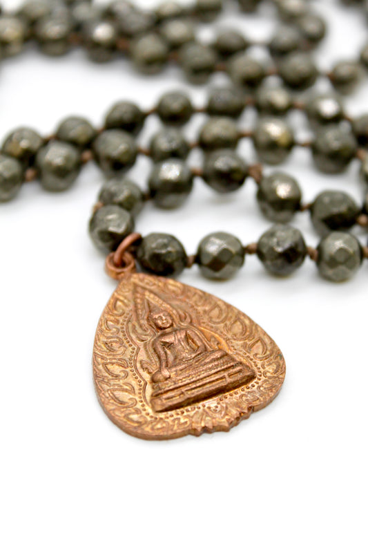 Buddha Necklace 94 - Pyrite Stone