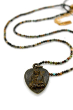 Load image into Gallery viewer, Buddha Necklace 115 - Mini African Turquoise Stone Necklace
