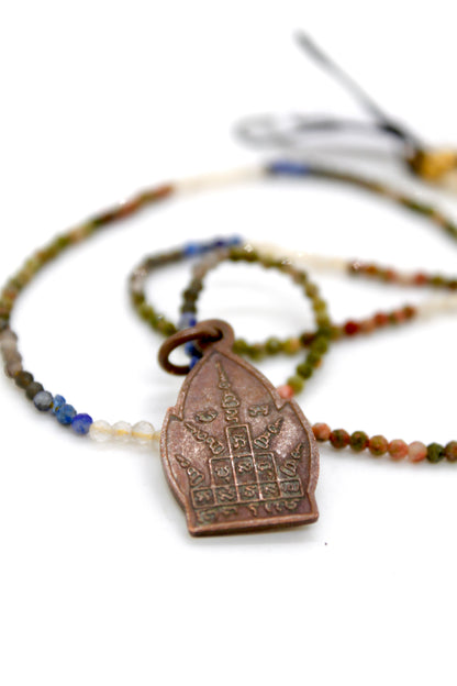 Buddha Necklace 116 - Mixed Mini Semi Precious Stones Necklace