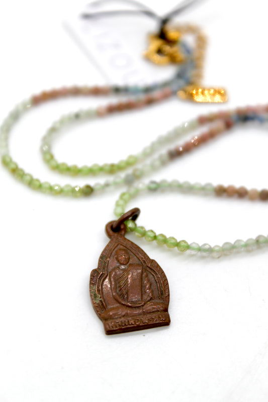 Buddha Necklace 120 - Mini Faceted Semi Precious Stone Necklace