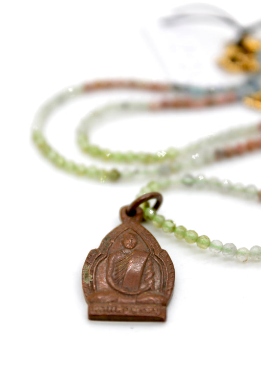Buddha Necklace 120 - Mini Faceted Semi Precious Stone Necklace