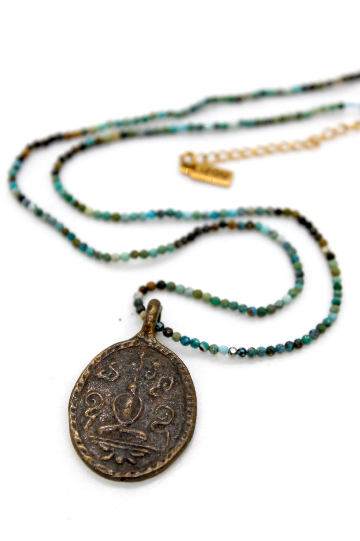 Buddha Necklace 122 - Mini Faceted Turquoise Stone Necklace
