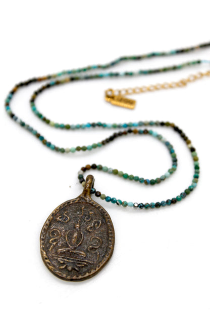 Buddha Necklace 122 - Mini Faceted Turquoise Stone Necklace
