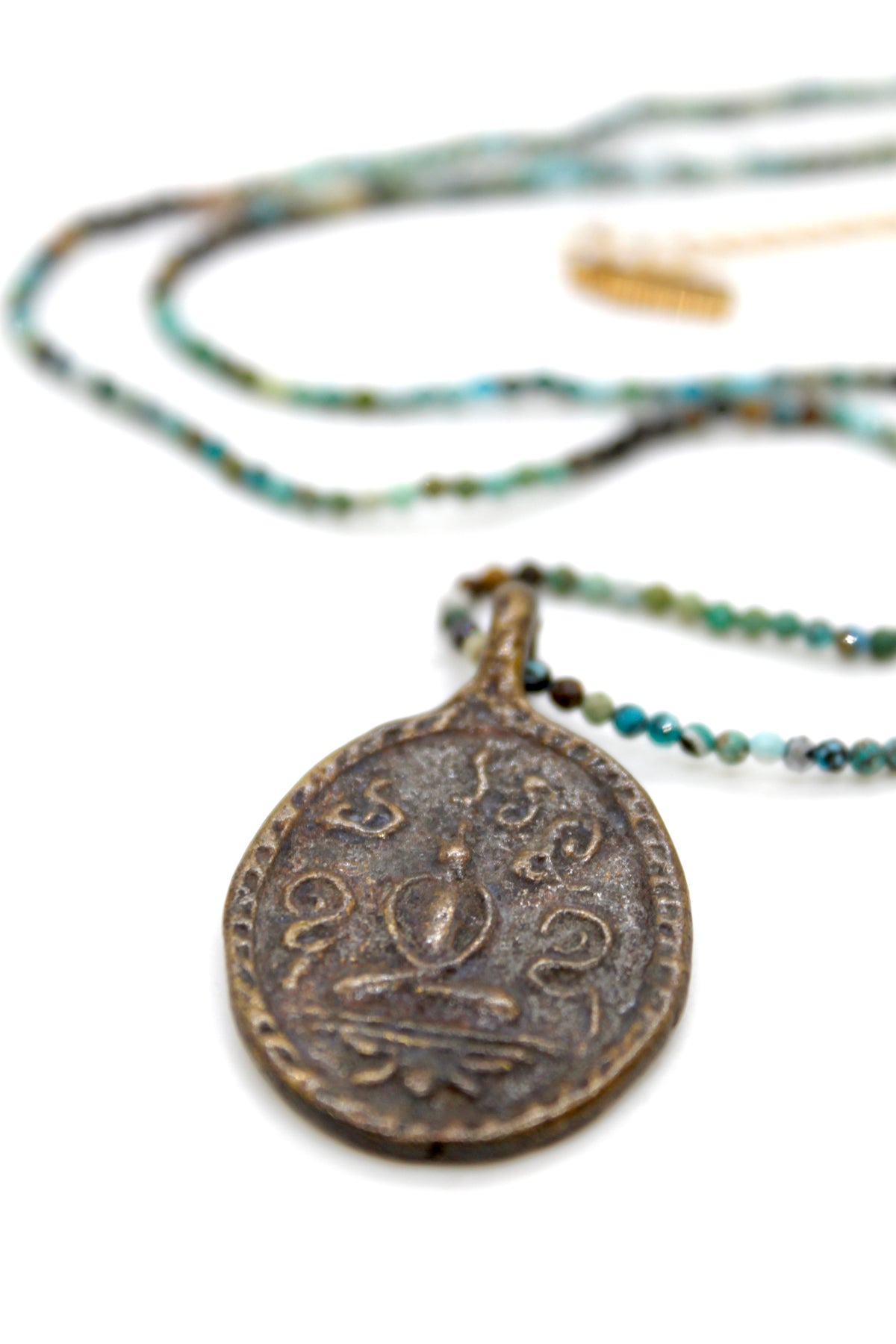 Buddha Necklace 122 - Mini Faceted Turquoise Stone Necklace