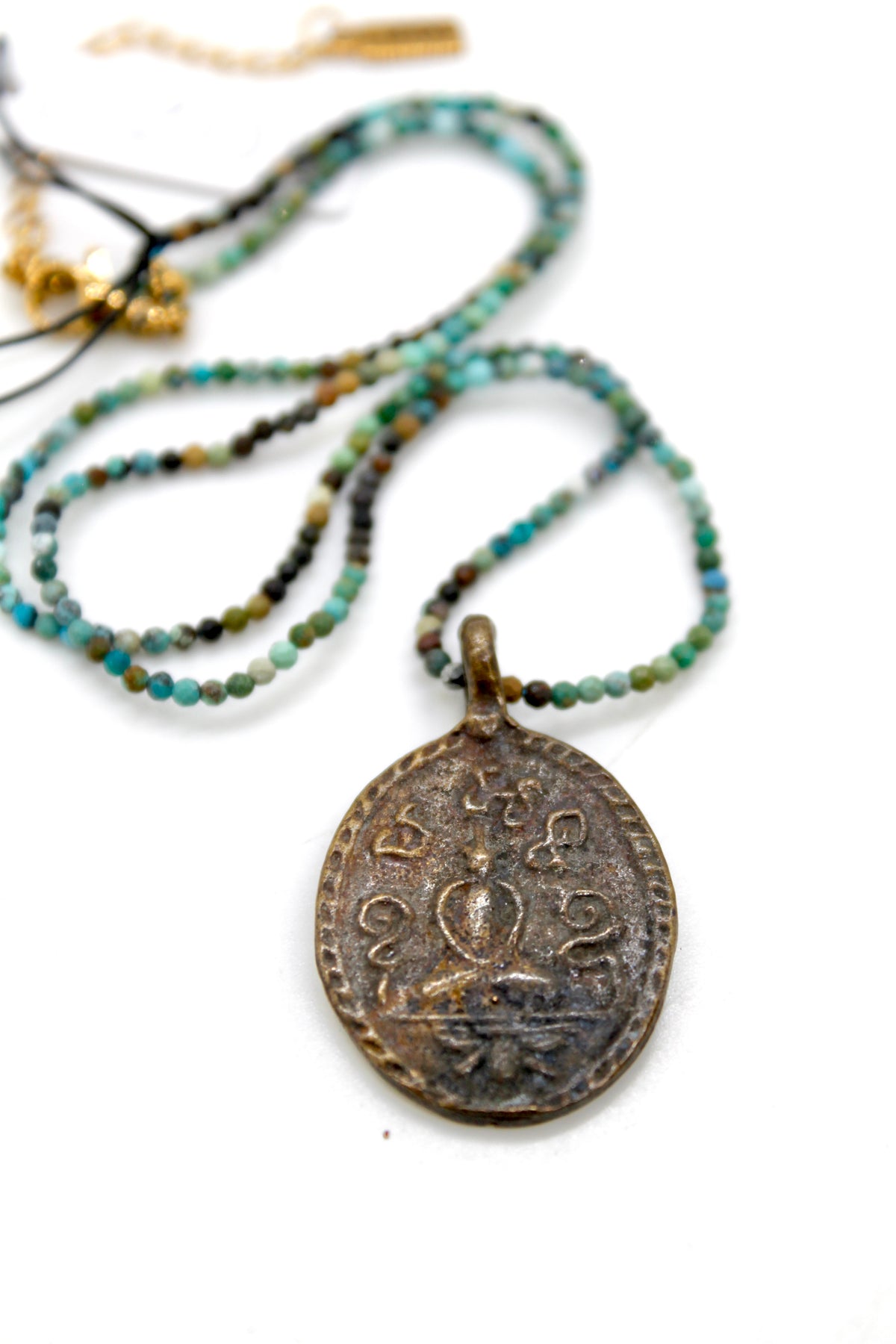 Buddha Necklace 122 - Mini Faceted Turquoise Stone Necklace