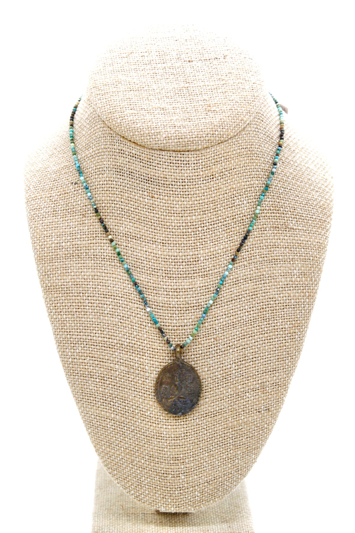 Buddha Necklace 122 - Mini Faceted Turquoise Stone Necklace