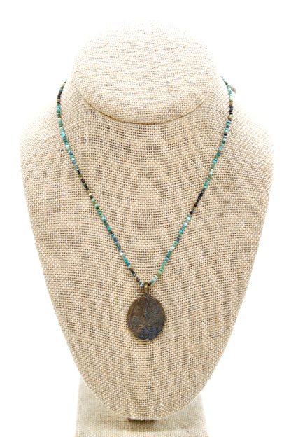 Buddha Necklace 122 - Mini Faceted Turquoise Stone Necklace