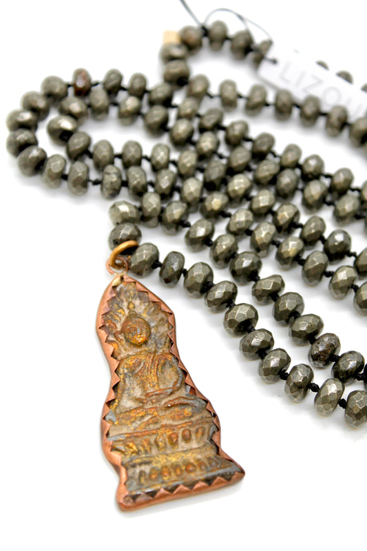 Buddha Necklace 131 - Pyrite Stone Necklace