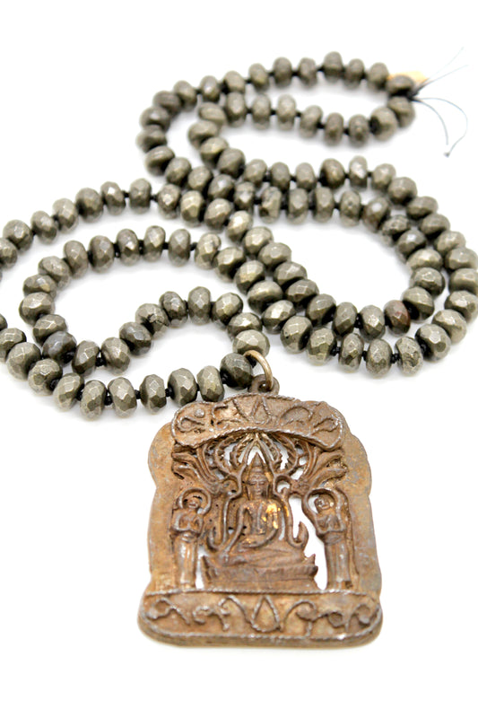 Buddha Necklace 134 - Pyrite Stone Necklace