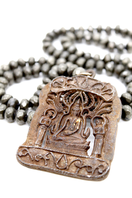Buddha Necklace 134 - Pyrite Stone Necklace