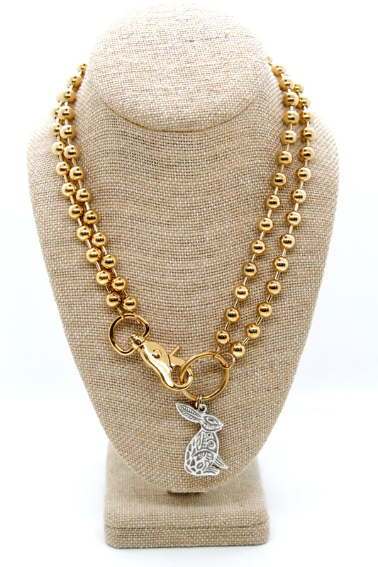 Silver Rabbit Convertible Gold Chain Necklace