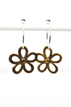 Load image into Gallery viewer, Brass Large Daisy Flower Hoop Earrings - E120G
