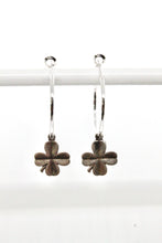 Load image into Gallery viewer, Silver Shamrock Hoop Earrings - E124
