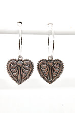 Load image into Gallery viewer, Silver Heart Hoop Earrings - E126
